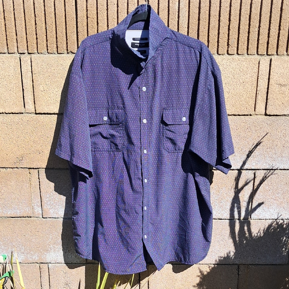 Kenneth Cole Men's Dark Blue Casual Button-Down Shirt